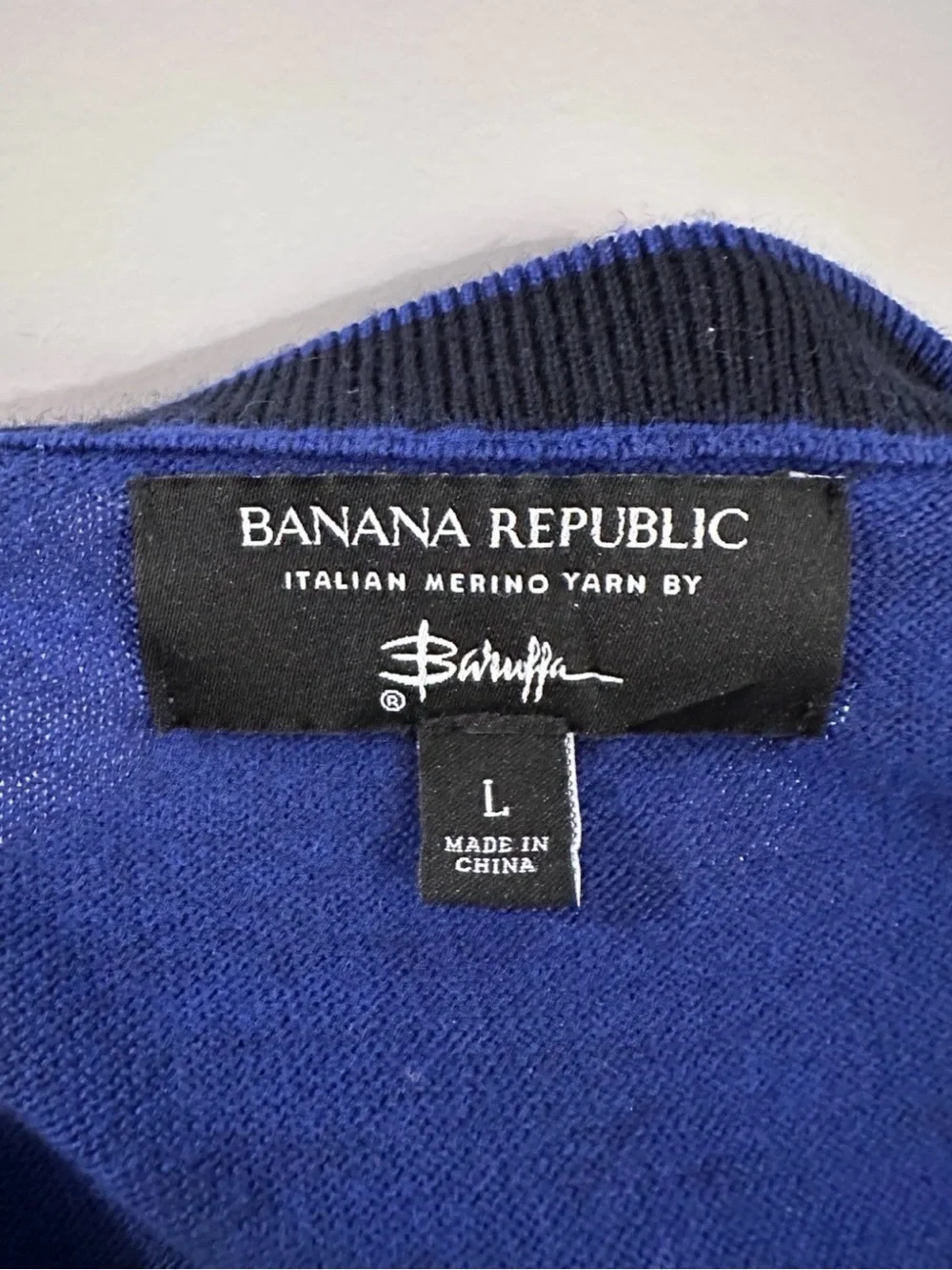 Banana Republic Men's Crewneck Sweater - Italian Merino Wool Mountain Blue L